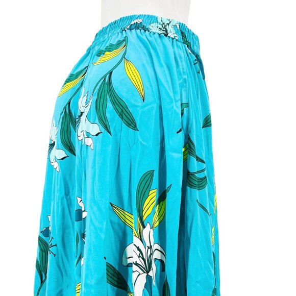 Worthington Maxi Skirt Suma Floral Faux Wrap Ruffle Blue Yellow Flowy Size M - Picture 6 of 10